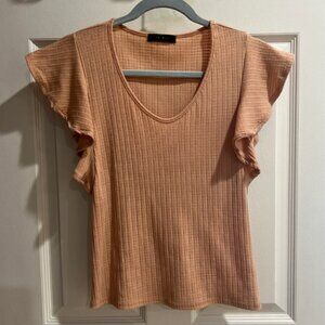 Women’s scoop neck ruffle short sleeve blouse